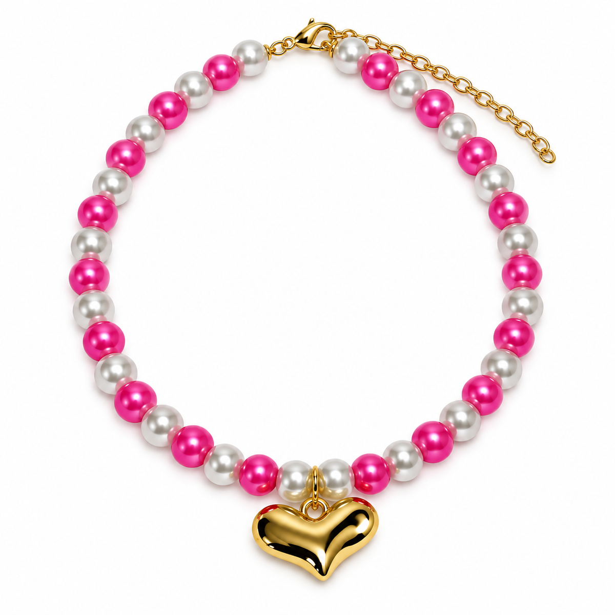 Collar de Perlas Colibrí - Fucsia con blanco