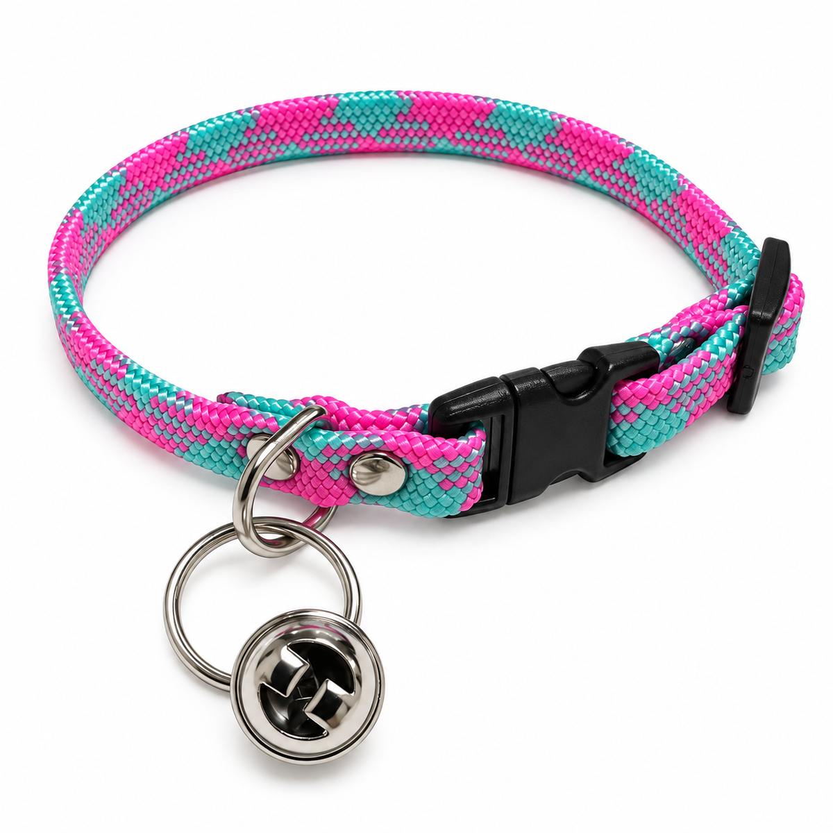 Collar de Cascabel Colibrí - Rosa / Turquesa