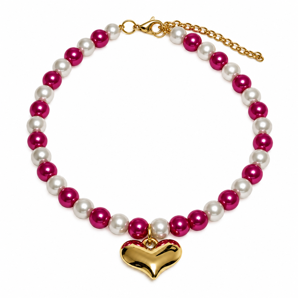 Collar de Perlas Colibrí - Blanco con rosa mexicano
