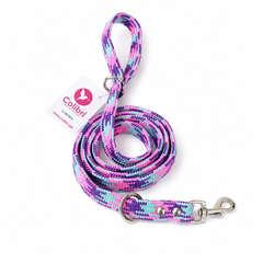Morado, rosa y turquesa